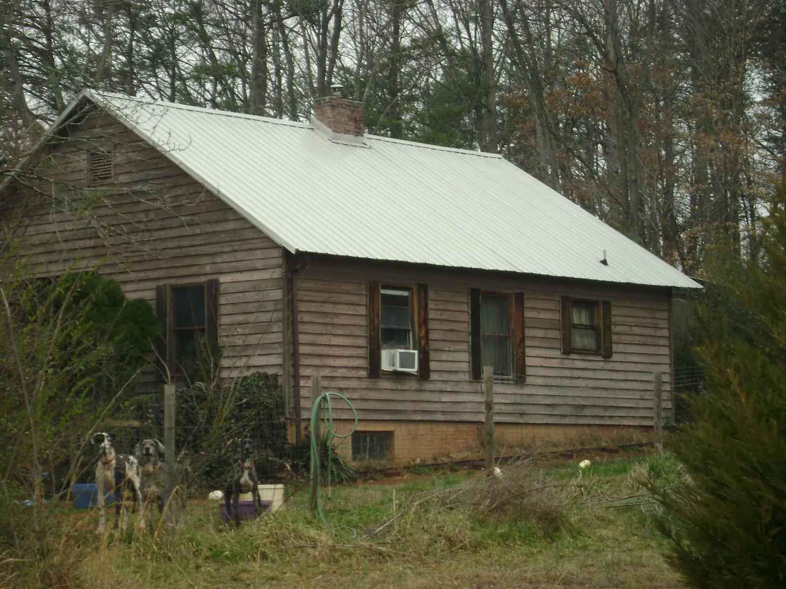 White metal roof on an old wood sided farmhouse, from a Metal Roof Installation job in Vader